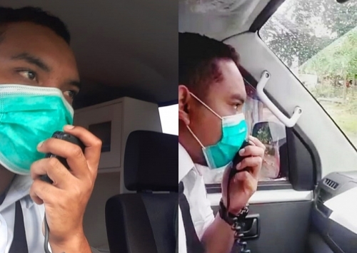 Penyuluh Fransisko Darjan, SKM sedang melakukan penyuluhan tentang covid-19